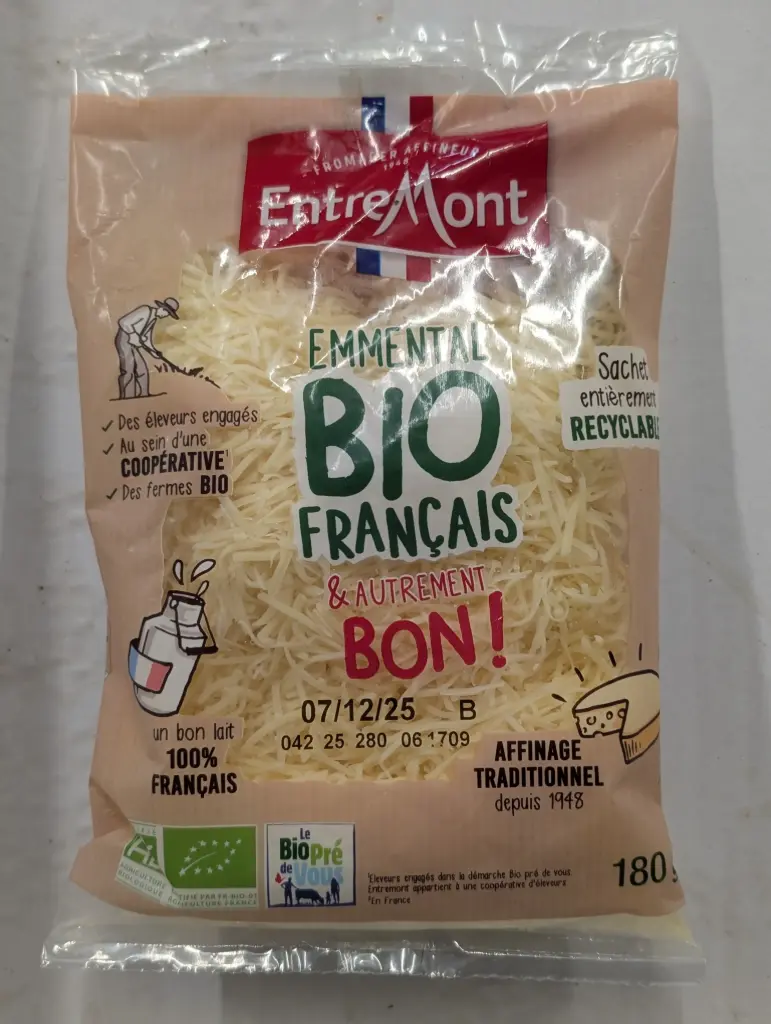Fromage rapé - Emmental Bio